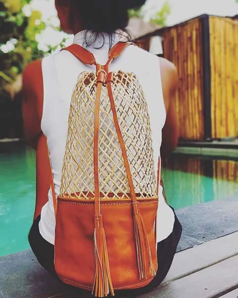 Borneo basket bag leather