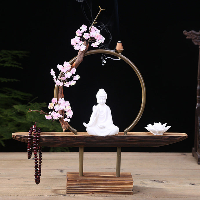 Peaceful Buddha Backflow Incense Burner Holder Kit